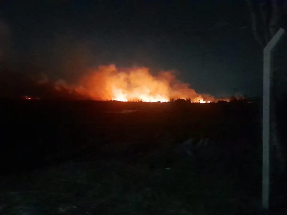 Bomberos controlaron un incendio de pastizales cerca de una escuela